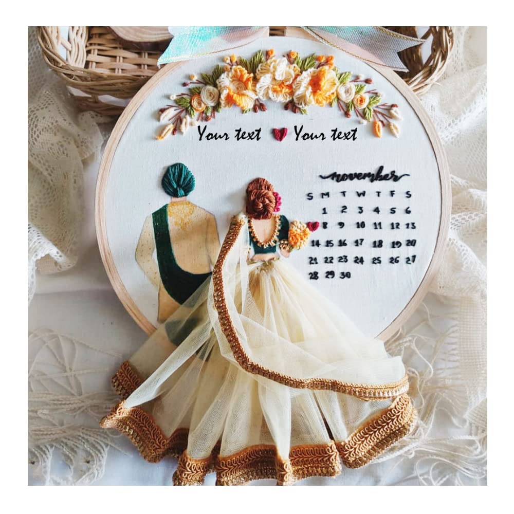 Customized Embroidery Hoop Gift for Save The Date Anniversary,Marriage,Spacial Gift, Date Gifts (10 Inch)