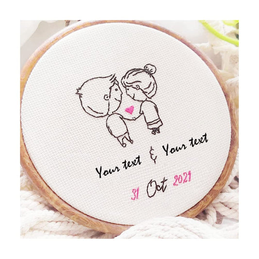 Customized Embroidery Hoop Gift for Birthday,Anniversary,Marriage,Spacial Gift, Wedding Date Gift , Lovers Day Special, Love Gift (Medium)