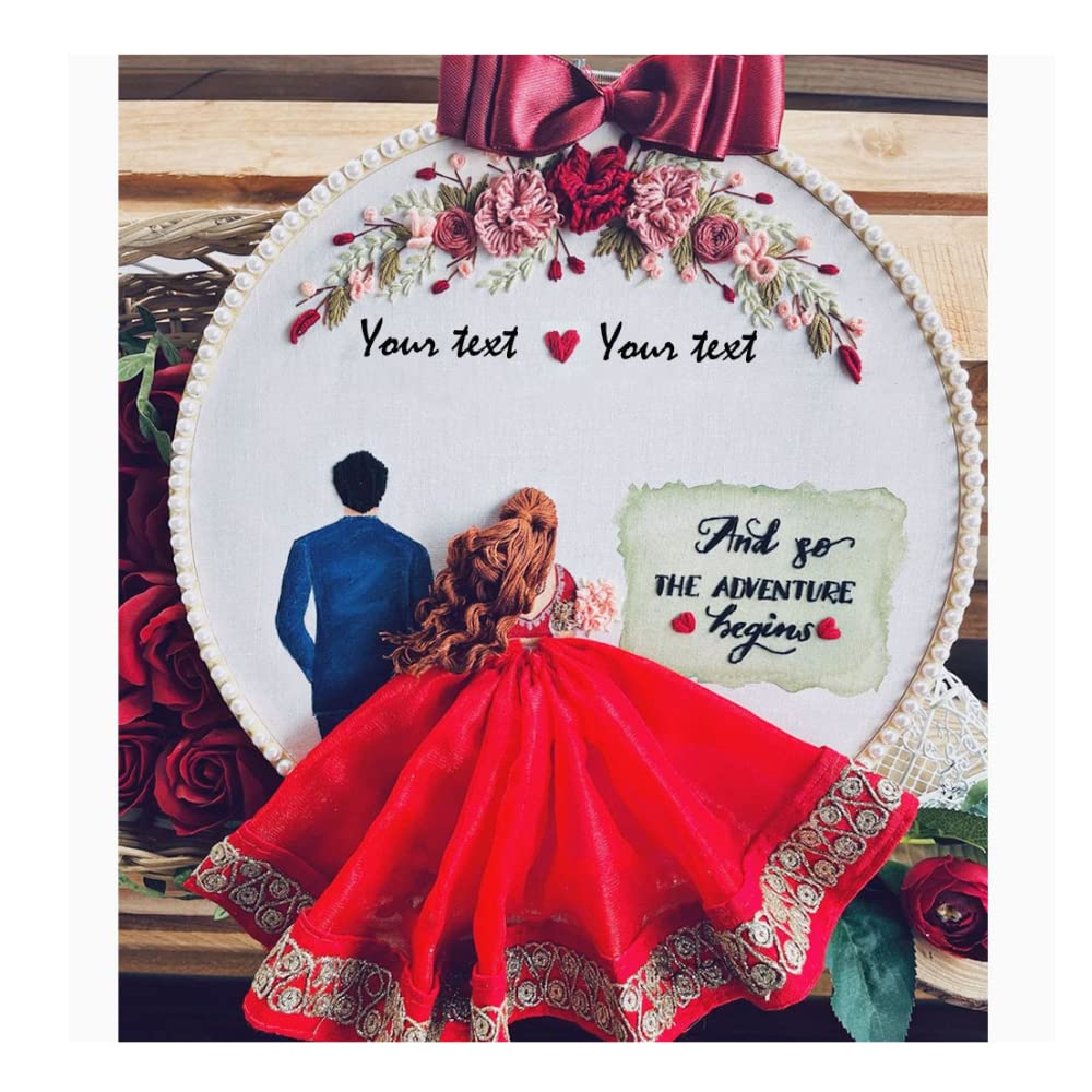 Customized Embroidery Hoop Gift for Wedding Day | Memories in Heart (10 Inch)