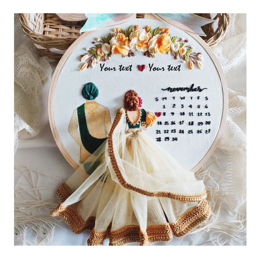 Customized Embroidery Hoop Gift for Save The Date Anniversary,Marriage,Spacial Gift, Date Gifts (10 Inch)