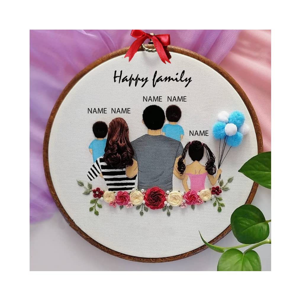 Customized Embroidery Hoop for Sweet Family, Gift for Family with Names (Medium)