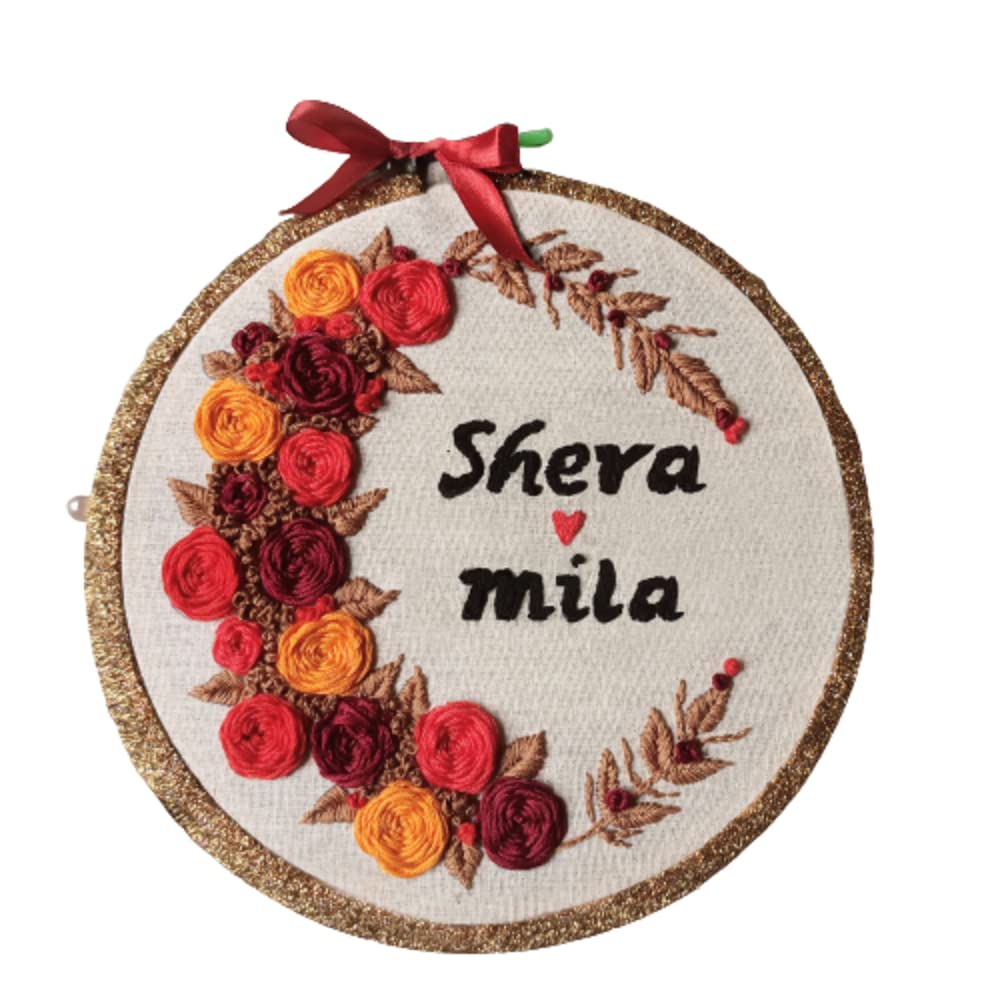 Customized Embroidery Hoop Gift for Birthday,Anniversary,Marriage,Return Gift,Farewell (Small)