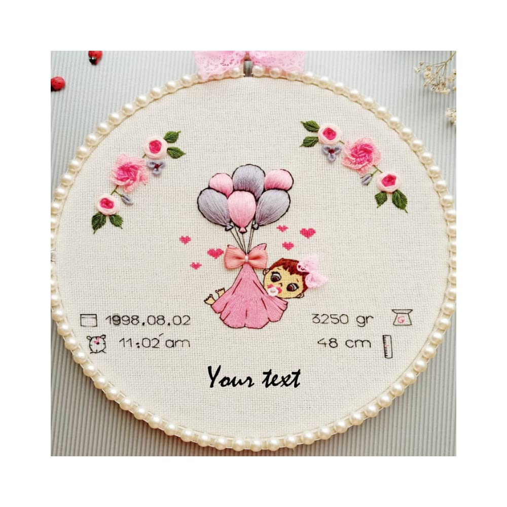 Customized Embroidery Hoop for Just Born Baby, Birthday Gift for Just Born Baby (Medium)