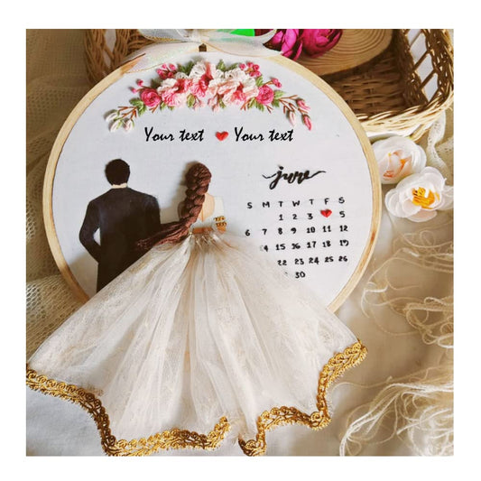 Customized Embroidery Hoop Save The Date Gift for Birthday,Anniversary,Marriage,Special Gift (12 Inch)