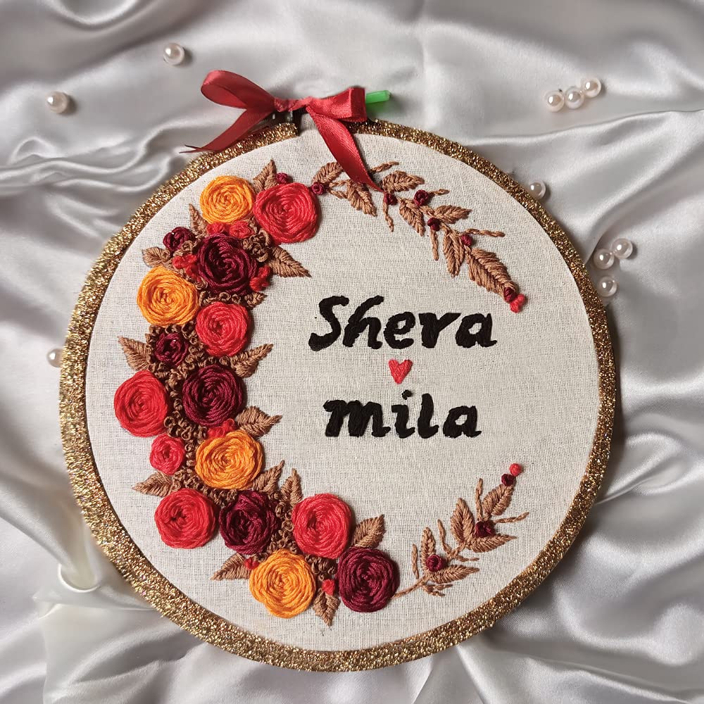 Customized Embroidery Hoop Gift for Birthday,Anniversary,Marriage,Return Gift,Farewell (Small)