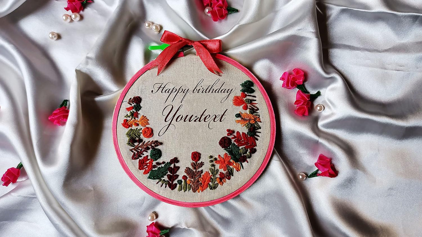 Customized Embroidery Hoop Gift for Birthday,Anniversary,Marriage,Return Gift,Create Special (Small)