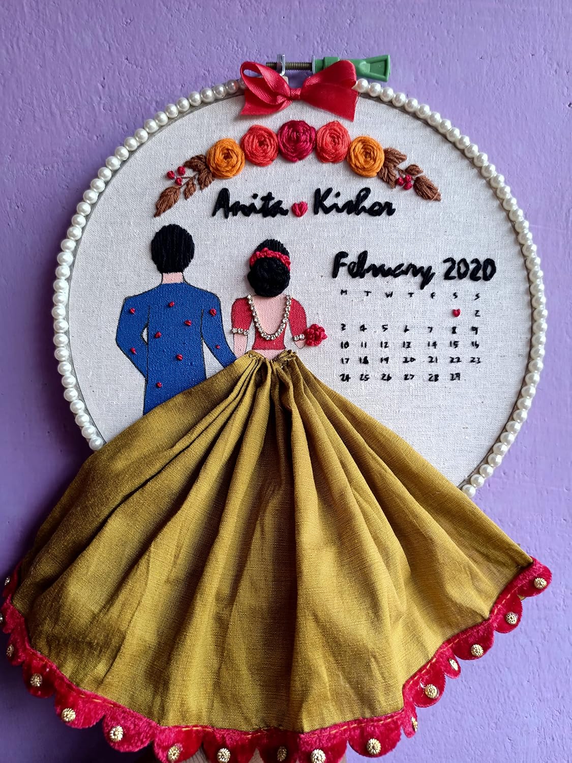 Customized Embroidery Hoop Gift for Birthday,Anniversary,Marriage,Spacial Gift, Date Gifts (XL)